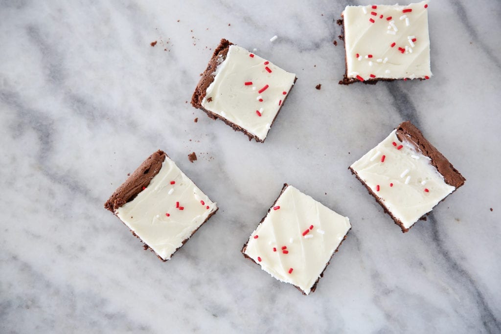 These Peppermint Triple Chocolate Brownies are rich, decadent and festive! 